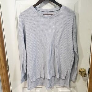 American Eagle Outfitters Crew Neck Waffle Knit Top Womens Sz XS Gray Oversized
